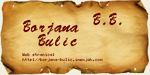 Borjana Bulić vizit kartica